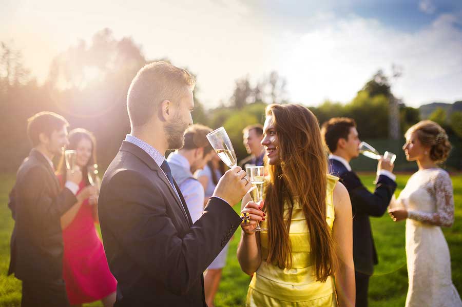 Wedding Guests drinking champagne