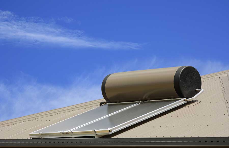 solar water heater on roof
